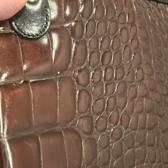 Brahmin Crocodile Embossed Brown Leather Handbag - Picture 8 of 11